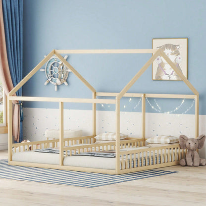 90 x 200 Einzelbetten, flache Betten, Hausmodelle, 2-in-1-Betten, Weiß