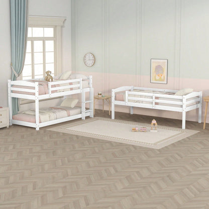 Etagenbett, 90*200cm, Single-Size-Holz-Dreier-Etagenbett für Kinder, Ohne Matratze, weiß (90*200cm)