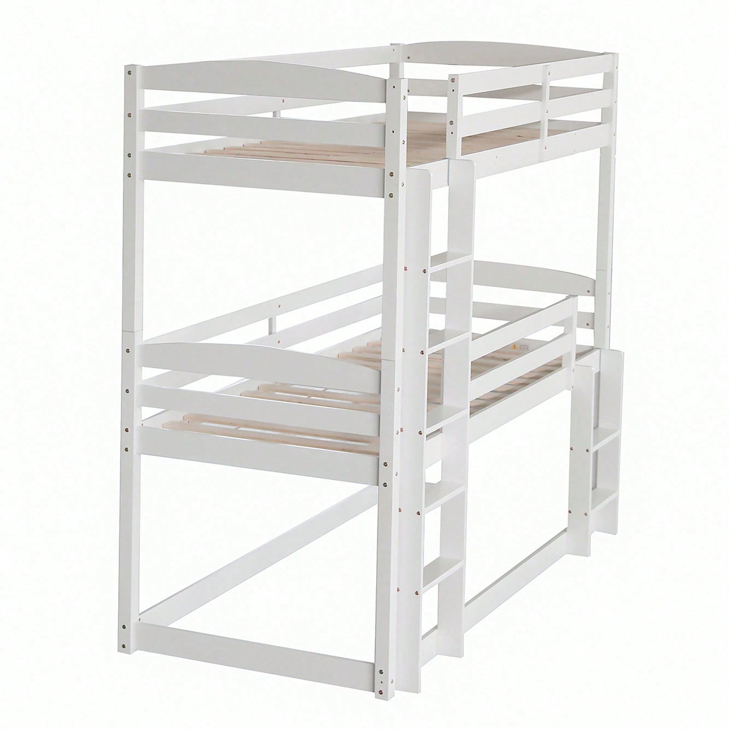 Etagenbett, 90*200cm, Single-Size-Holz-Dreier-Etagenbett für Kinder, Ohne Matratze, weiß (90*200cm)