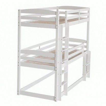 Etagenbett, 90*200cm, Single-Size-Holz-Dreier-Etagenbett für Kinder, Ohne Matratze, weiß (90*200cm)
