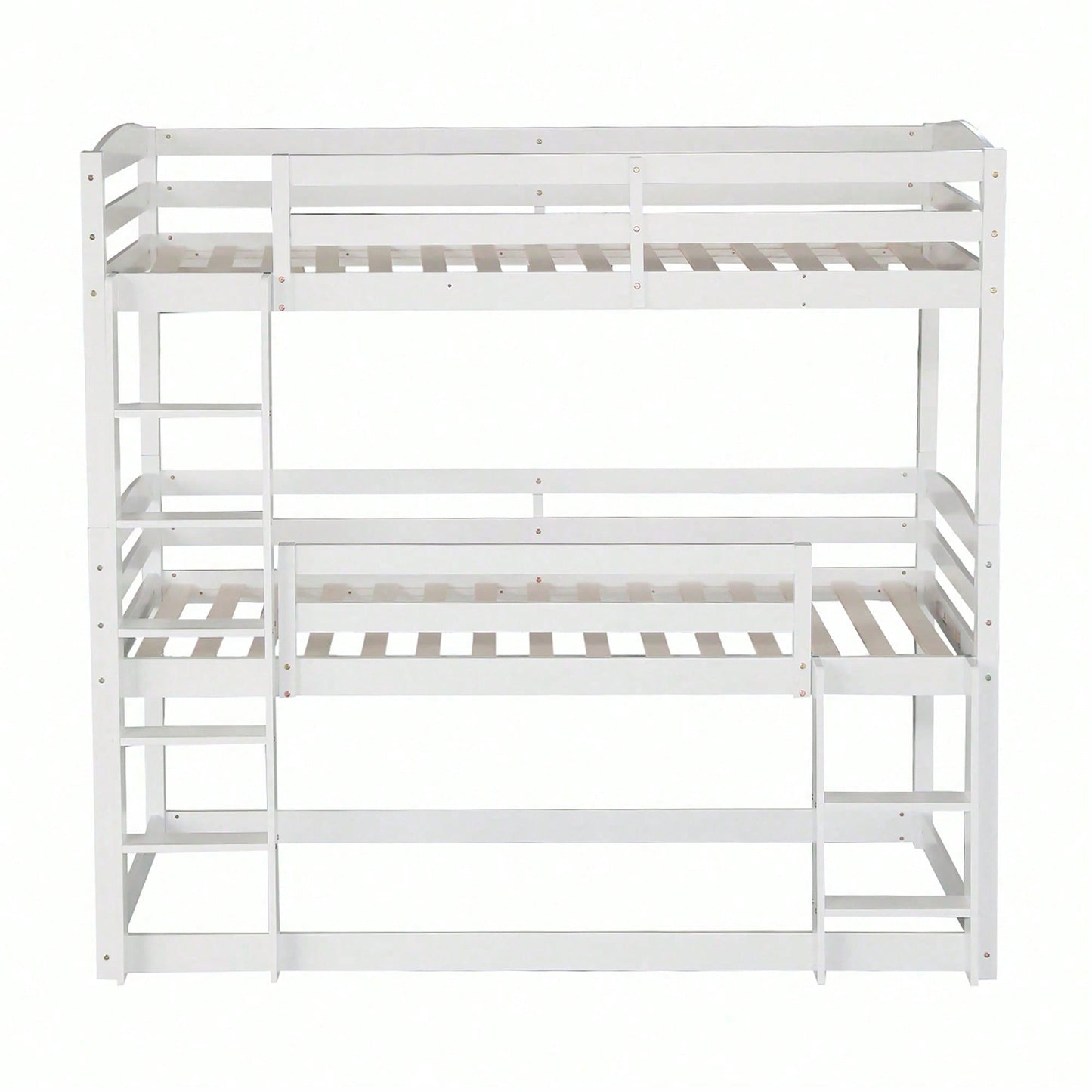 Etagenbett, 90*200cm, Single-Size-Holz-Dreier-Etagenbett für Kinder, Ohne Matratze, weiß (90*200cm)