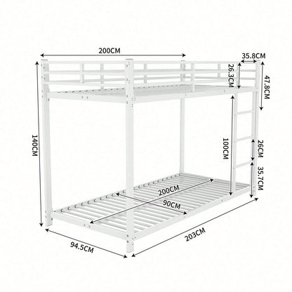 90*200 Kinderbetten, Etagenbetten, Eisenbetten, Eisenetagenbetten in klassischer Form, Weiß
