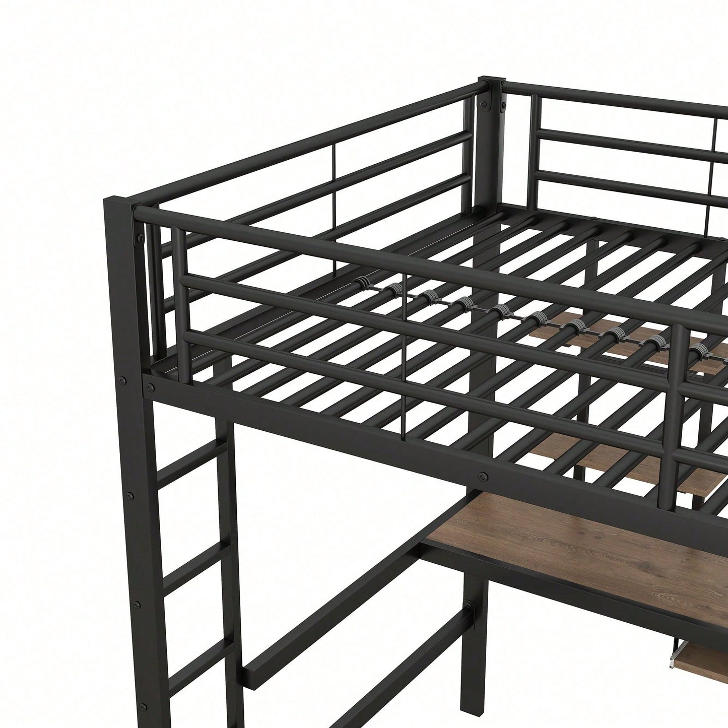 Hochbett, 140*200 cm, Bettgestell Metallbett, Eisenbett, Hochbett mit Schreibtisch und zwei Bücherregalen für Kinder, Jugendliche und Erwachsene, Weiß