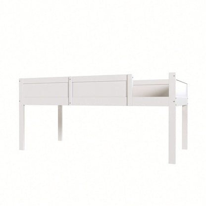 Dreibettzimmerbett 90*200 cm, Massivholzlatten, Hochbett, hohes Zaundesign, Kinderbett, Holzbett, weiß
