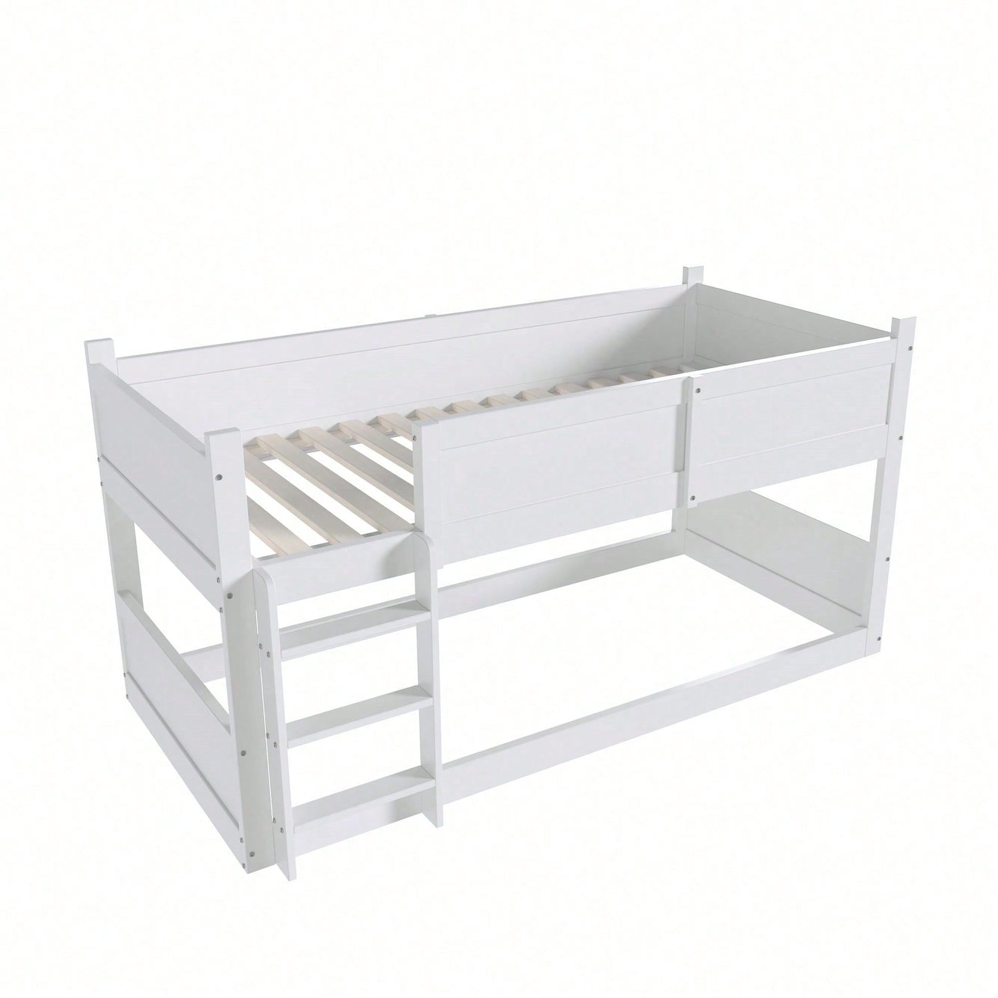 Dreibettzimmerbett 90*200 cm, Massivholzlatten, Hochbett, hohes Zaundesign, Kinderbett, Holzbett, weiß