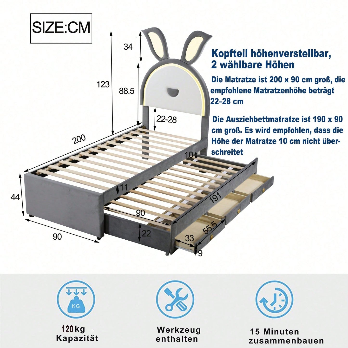 Camas, cabeceros y pies de cama para niños