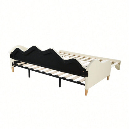 Polsterbett 90(180)*190cm, 2-in-1 Multifunktions-Schlafsofa, Kinderbett aus Kunstleder mit LED-Beleuchtung, mit Lattenrost, Grau