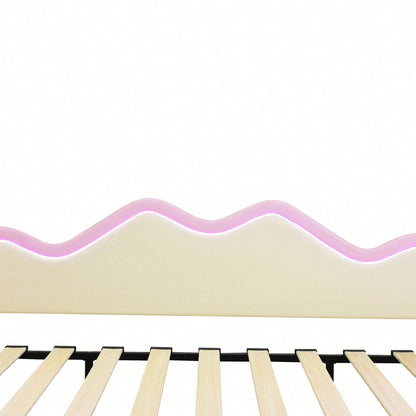 Polsterbett 90(180)*190cm, 2-in-1 Multifunktions-Schlafsofa, Kinderbett aus Kunstleder mit LED-Beleuchtung, mit Lattenrost, Grau