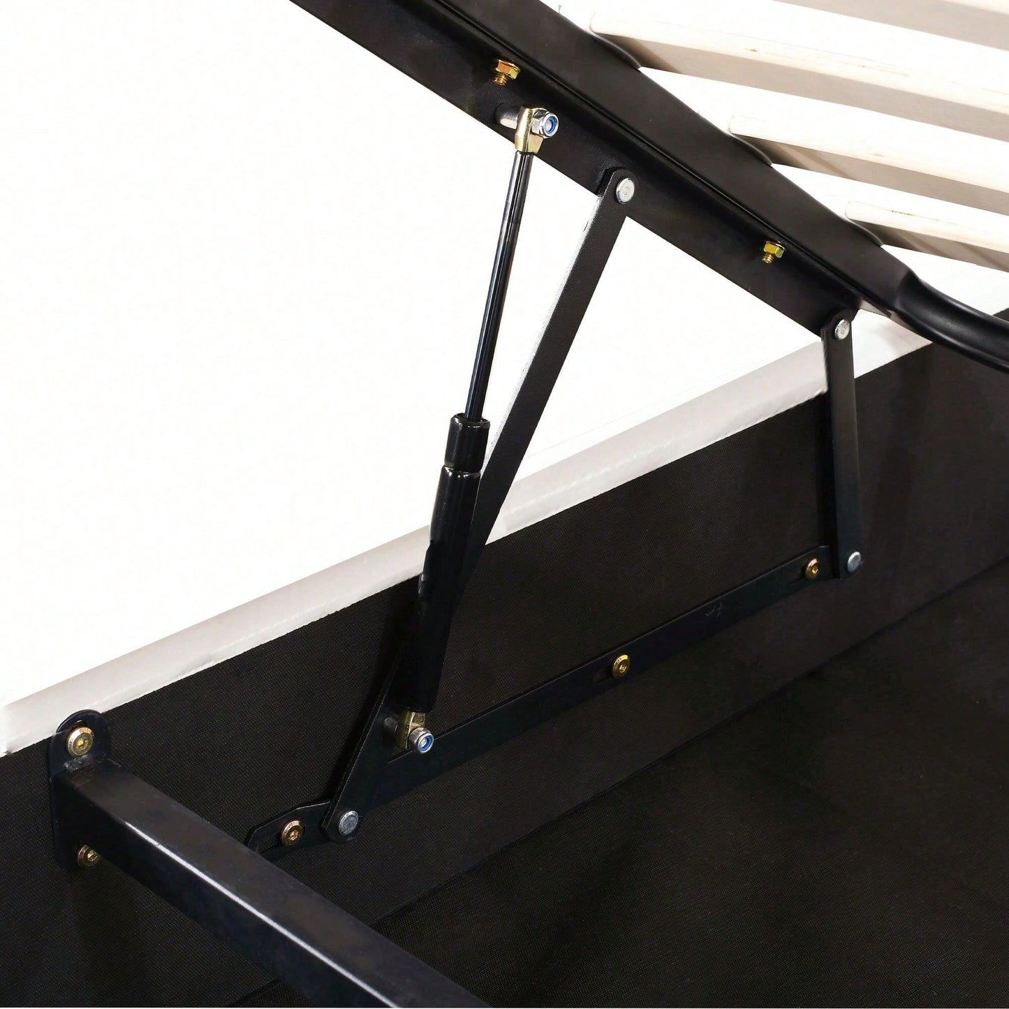 Polsterbett 140 x 200 cm, mit geblümtem Kopfteil und Lattenrost, mit höhenverstellbarem Kopfteil und hydraulischem Stauraum, Juniorbett doppelt, hautfreundlicher Samtstoff, Beige