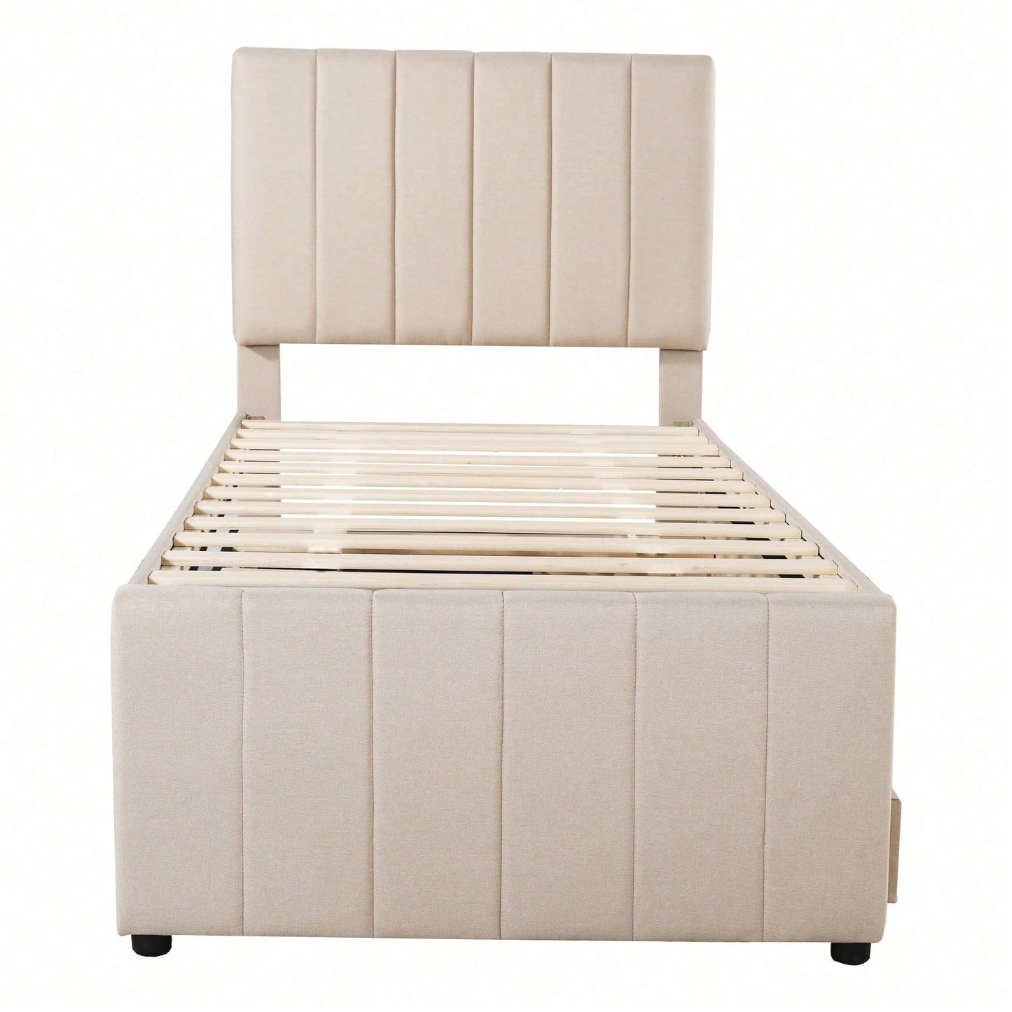 Polsterbett 90 x 200 cm mit Rollbett und Stauraumschubladen, hautfreundliche Leinenpolsterung, flaches Einzelbett, Kinderbett, Jugendbett, Gästebett (Rosa