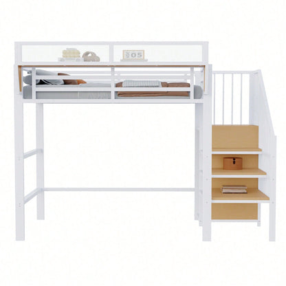 Hochbett 90x200 mit Sicherheitsleiter und flexiblem Staufach, Metallbett Erwachsenenbett Kinder-Etagenbett Schwarz