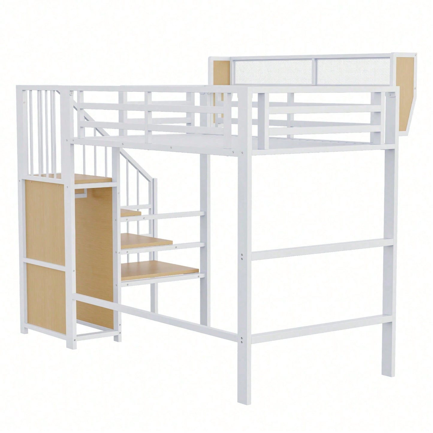 Hochbett 90x200 mit Sicherheitsleiter und flexiblem Staufach, Metallbett Erwachsenenbett Kinder-Etagenbett Schwarz