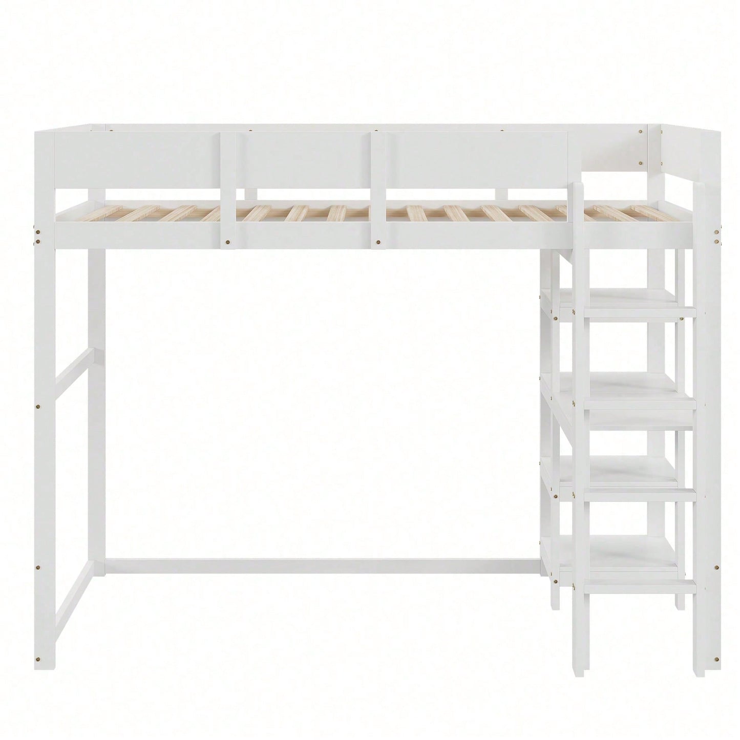 Hochbett mit Ablage 90 x 200 cm, Bettgestell aus massivem Kiefernholz mit Lattenrost,Bett für Kinder und Jugendliche Grau