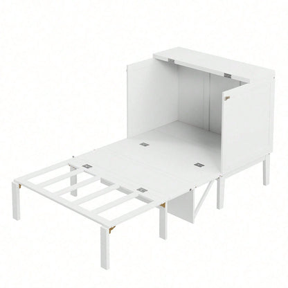 Schrankbett 90x200 cm, Wandbett mit Lattenrost, Wandklappbett, vertikales Schrankbett mit Lattenrost, Jugendbett, grau