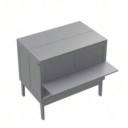 Schrankbett 90x200 cm, Wandbett mit Lattenrost, Wandklappbett, vertikales Schrankbett mit Lattenrost, Jugendbett, grau
