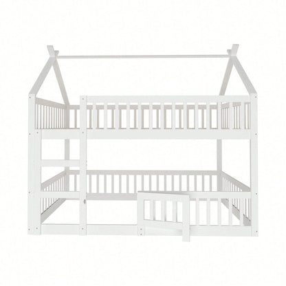 Kinder-Etagenbett 140*200, Kinder-Familienbett, Etagenbett mit Treppe, Loft Design, Massivholz-Etagenbett-Rahmen, Weiß