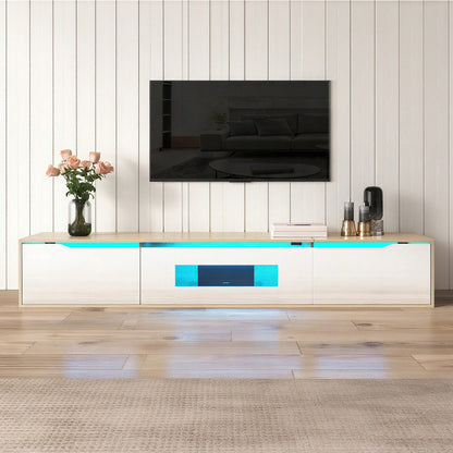 TV-Schrank, Hochglanz-TV-Schrank, farblich passend zu Schwarz und Weiß, mit farbwechselnder LED-Beleuchtung