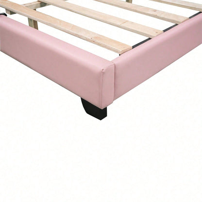 Kinderbett Polsterbett 140*200cm mit Lattenrosten und Rückenlehne, Mädchenbett mit Kronenformung, rosa(Matratze nicht enthaltet)