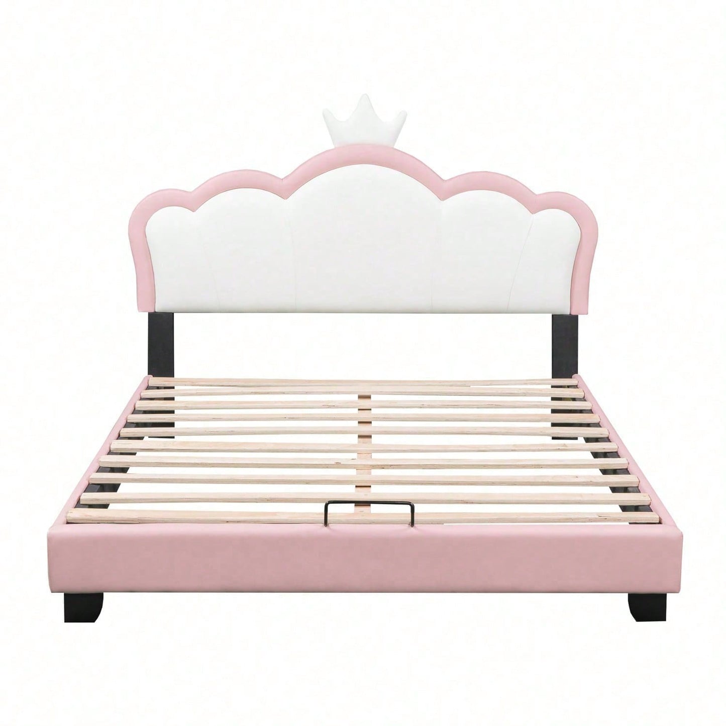 Kinderbett Polsterbett 140*200cm mit Lattenrosten und Rückenlehne, Mädchenbett mit Kronenformung, rosa(Matratze nicht enthaltet)