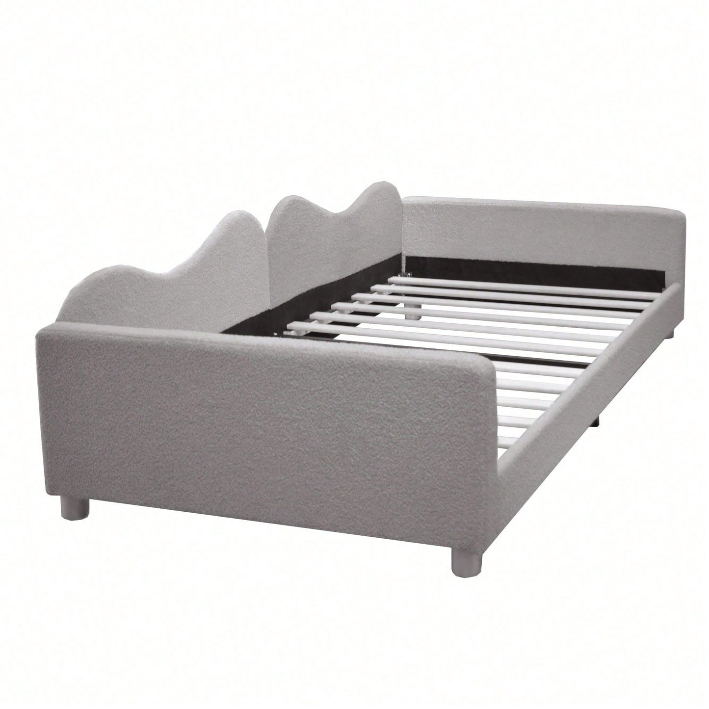 Kinderbett Polsterbett 90*200cm, Schlafsofa Bettgestell Teddystoff Multifunktionales weiches Bett mit Rückenlehne und Armlehnen Jugendbett Gästebett rosa