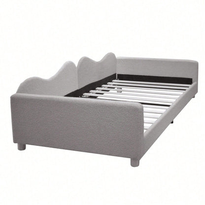 Kinderbett Polsterbett 90*200cm, Schlafsofa Bettgestell Teddystoff Multifunktionales weiches Bett mit Rückenlehne und Armlehnen Jugendbett Gästebett rosa