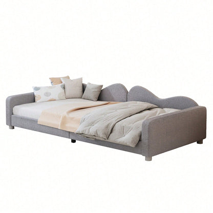 Kinderbett Polsterbett 90*200cm, Schlafsofa Bettgestell Teddystoff Multifunktionales weiches Bett mit Rückenlehne und Armlehnen Jugendbett Gästebett rosa