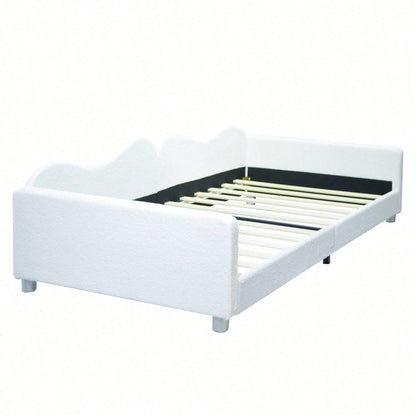 Kinderbett Polsterbett 90*200cm, Schlafsofa Bettgestell Teddystoff Multifunktionales weiches Bett mit Rückenlehne und Armlehnen Jugendbett Gästebett rosa