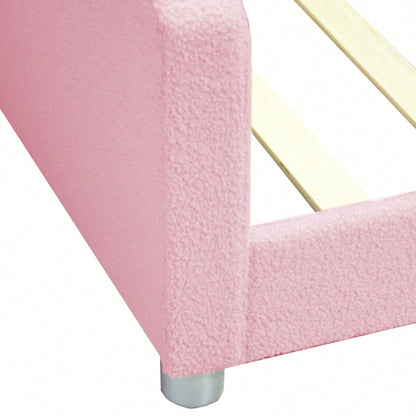 Kinderbett Polsterbett 90*200cm, Schlafsofa Bettgestell Teddystoff Multifunktionales weiches Bett mit Rückenlehne und Armlehnen Jugendbett Gästebett rosa