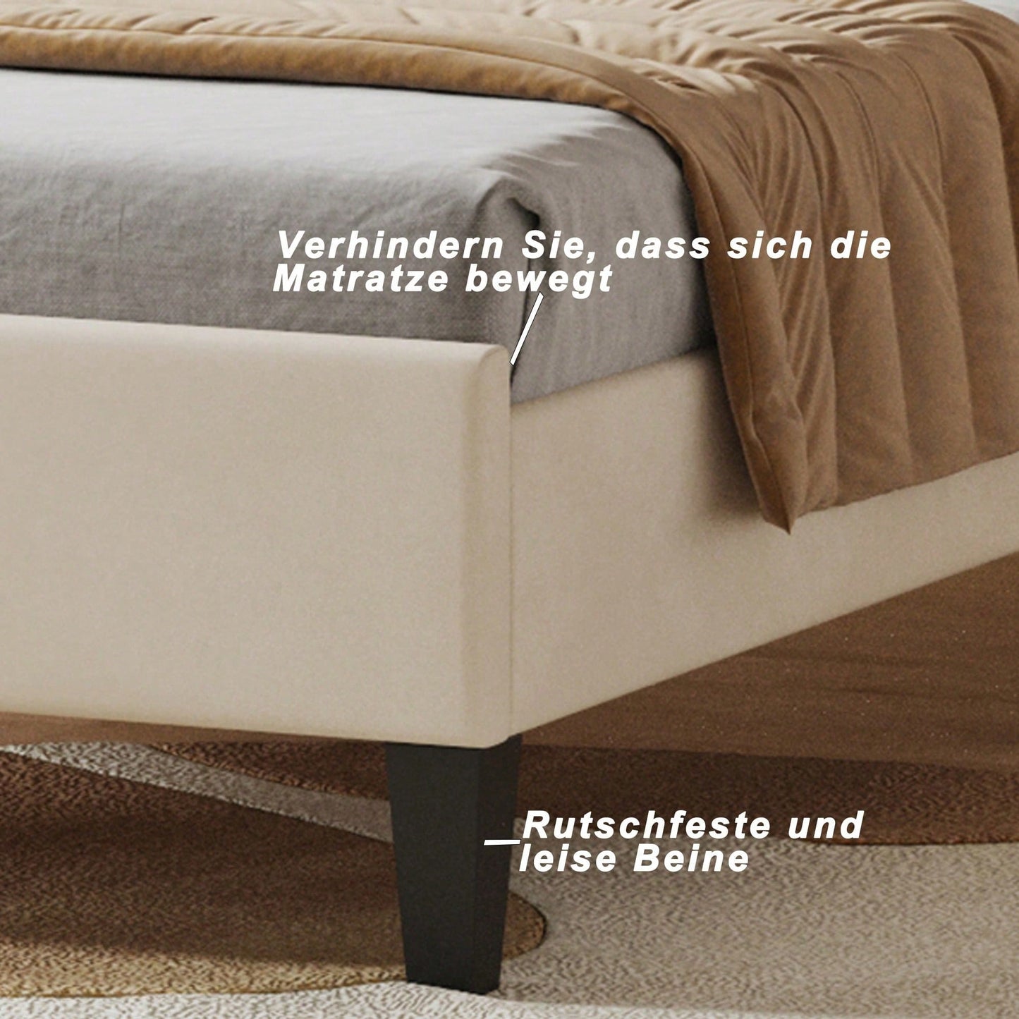 Polsterbett Kinderbett 90 x 200 cm, Bettgestell mit Kopfteil in Blumenform und Lattenrost, Teenie-Mädchenbett in hautfreundlichem Samtstoff, Gästebett (Farbe: Beige)