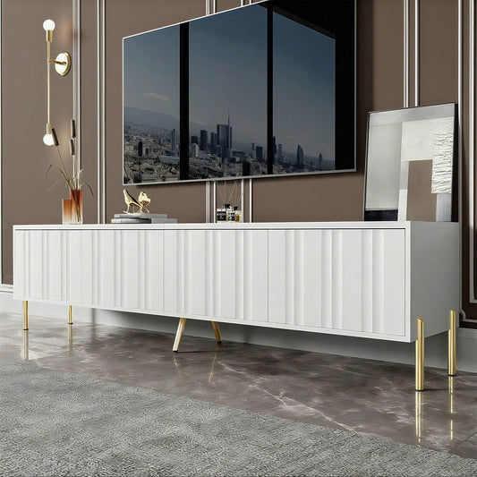 Schwarzes TV-Schrank, 190 cm(L) x 38 cm(W) x 48 cm(H), goldene Tischbeine