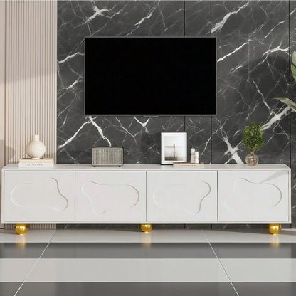 Cartoon-Fernsehschrank 180*40*45 cm in Wolkenform - Niedliches Lowboard mit 2 Schränken & 5 Beinen - TV-Entertainment-Center für bis zu 75-Zoll (60 kg Tragkraft)