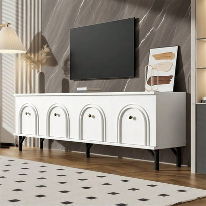 Modernes 4-türiges TV-Board – Weiß, 160 cm – Stilvolles Design, Soft-Close-Scharniere – Perfekt für Wohnzimmer und Entertainment-Bereich