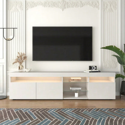Weißer moderner TV-Schrank, helles Panel, variable LED-Beleuchtung, Wohn- und Esszimmer 180cm