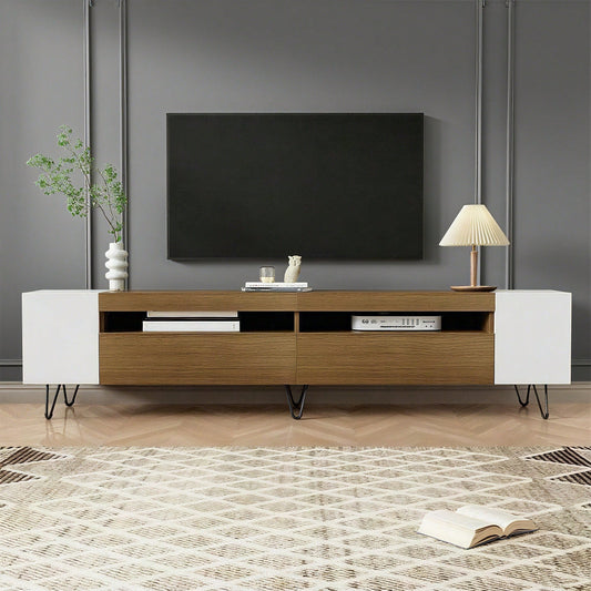 Moderner TV-Schrank, Weiß und Holzoptik – Länge 180 cm
