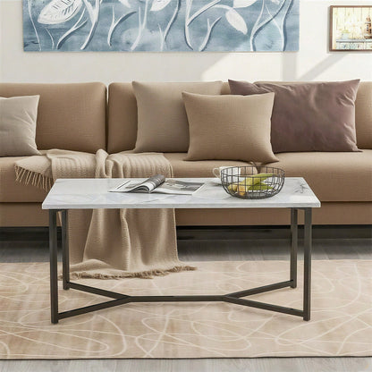 Mid Century Modern Holz Rechteck Couchtisch Wohnzimmer, Weiß