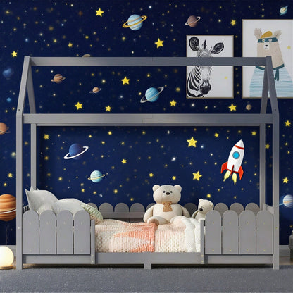Hausbett 90x200 cm - vielseitiges Holz Kinderbett für Jungen & Mädchen - Mit Rausfallschutz und Lattenrost – Grau (Ohne Matratze)
