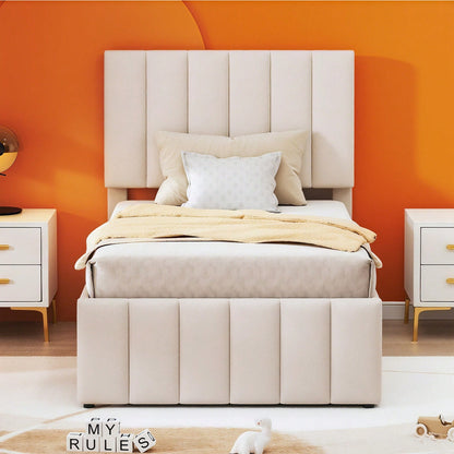 Polsterbett 90 x 200 cm mit Rollbett und Stauraumschubladen, hautfreundliche Leinenpolsterung, flaches Einzelbett, Kinderbett, Jugendbett, Gästebett (Rosa