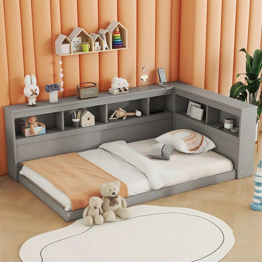 Daybett, 90 x 200 cm, Schlafsofa, Tagesbett, Mit Steckdose und 2 USB-Anschlüssen, Bett mit Lattenrost (ohne Matratze), Spanplatte, Weiß