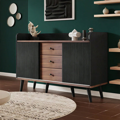 Sideboard mit drei Schubladen, exquisite Maserung. Sideboard für Schlafzimmer und Wohnzimmer, Moderne Holzfarbe-Sideboard mit Stauraumregalen. H80/L117,5/T40 cm