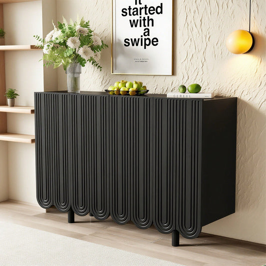 Sideboard, tropfenförmiges Sideboard mit geformten Türen und Pufferscharnier