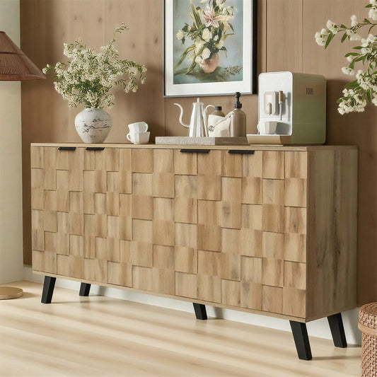 Moderner Sideboard mit 4 Türen, 160,5 x 35,5 x 78 cm – Praktisches Design für Wohnzimmer, Schlafzimmer und Esszimmer