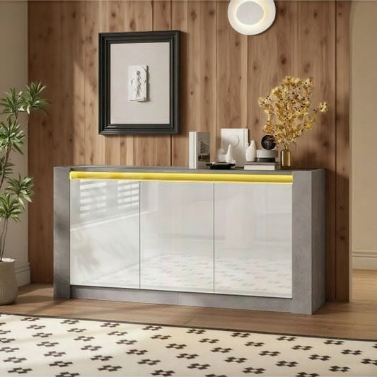 Sideboard, Hochglanz farblich passender Kabinett, griffloses Design, mit Dämpfungsscharnieren und verstellbaren Einlegeböden