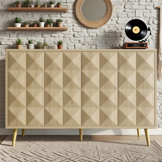 Schrank (120*35*78cm), Esszimmer- und Wohnzimmerschrank, Seitenschrank mit Stauraum, kippsicher, mit geprägter Tür, mit verstellbarem Brett, originale Holzfarbe