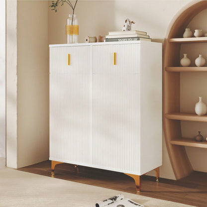 Eleganter Sideboard/Schuhschrank mit Strukturpaneelen, verstellbaren Einlegeböden und vergoldeten Verzierungen, mit Schubladen