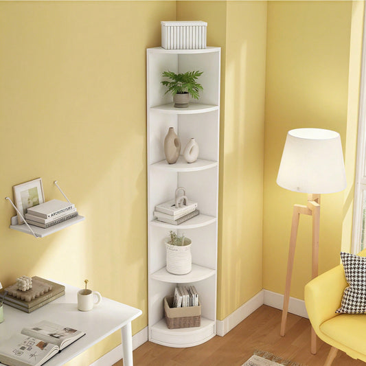 Modernes Eckbücherregal in Weiß - 5-lagiges MDF-Regal mit starker Tragfähigkeit - Platzsparendes Lagerregal in einfacher, funktionaler Form - Stilvolle Aufbewahrungslösung für Bücher & Deko