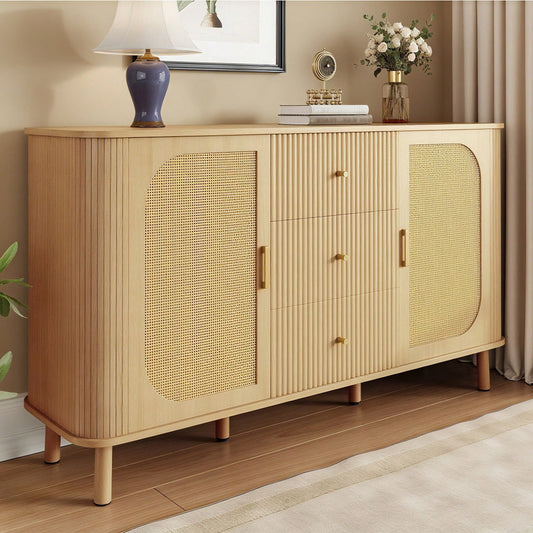 Modernes Sideboard mit Schubladen & Regalen - Elegantes Wohnzimmermöbel mit Metallbeinen in Holzoptik - Vielseitiges Stauraum-Wunder - Absolutes Must-have