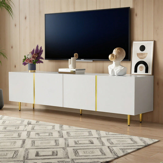 Hochglanz-TV-Schrank mit vier Türen, modern und schlicht, in Weiß