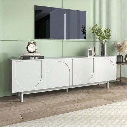 Moderner weiß TV-Schrank – 175 x 38 x 56 cm, verstellbare Einlegeplatten, Leichte Lowboard-TV-Möbel im Luxusstil