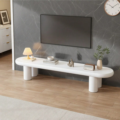 Weißer 160 x 40 x 40 cm großer TV-Schrank, moderner TV-Tisch im minimalistischen Stil mit 4 stabilen Stützbeinen, geeignet für Fernseher bis zu 65 Zoll