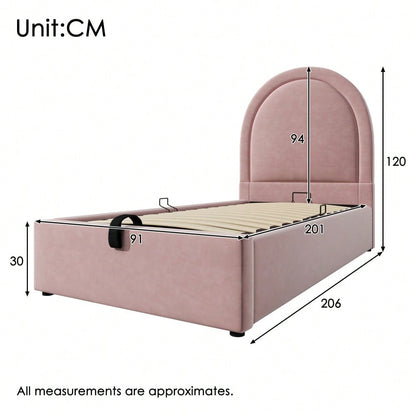 Polsterbett Kinderbett,Einzelbett 90 x 200 cm, Rosa,Samt für Jungen & Mädchen  (Mit Matratze)